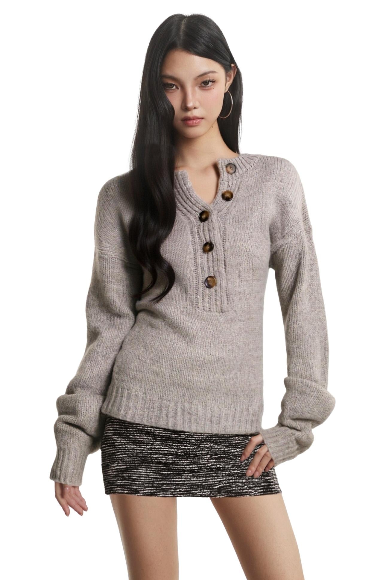 Button-Knit Slimming Base Top