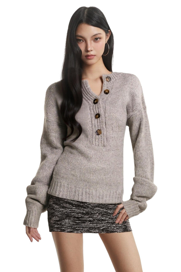 Button-Knit Slimming Base Top