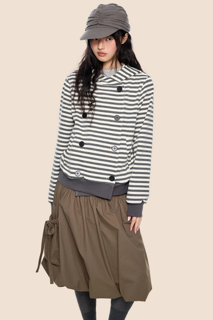 Striped Hooded Cardigan Jacket