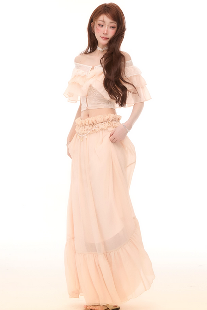 Sunset Island Lace Maxi Skirt Set-Up