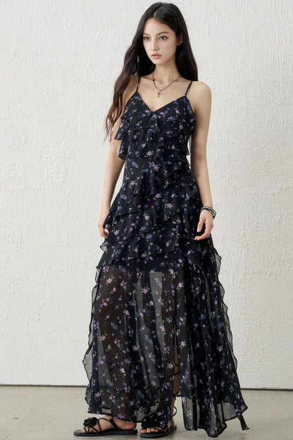 Black and Purple Floral Dress