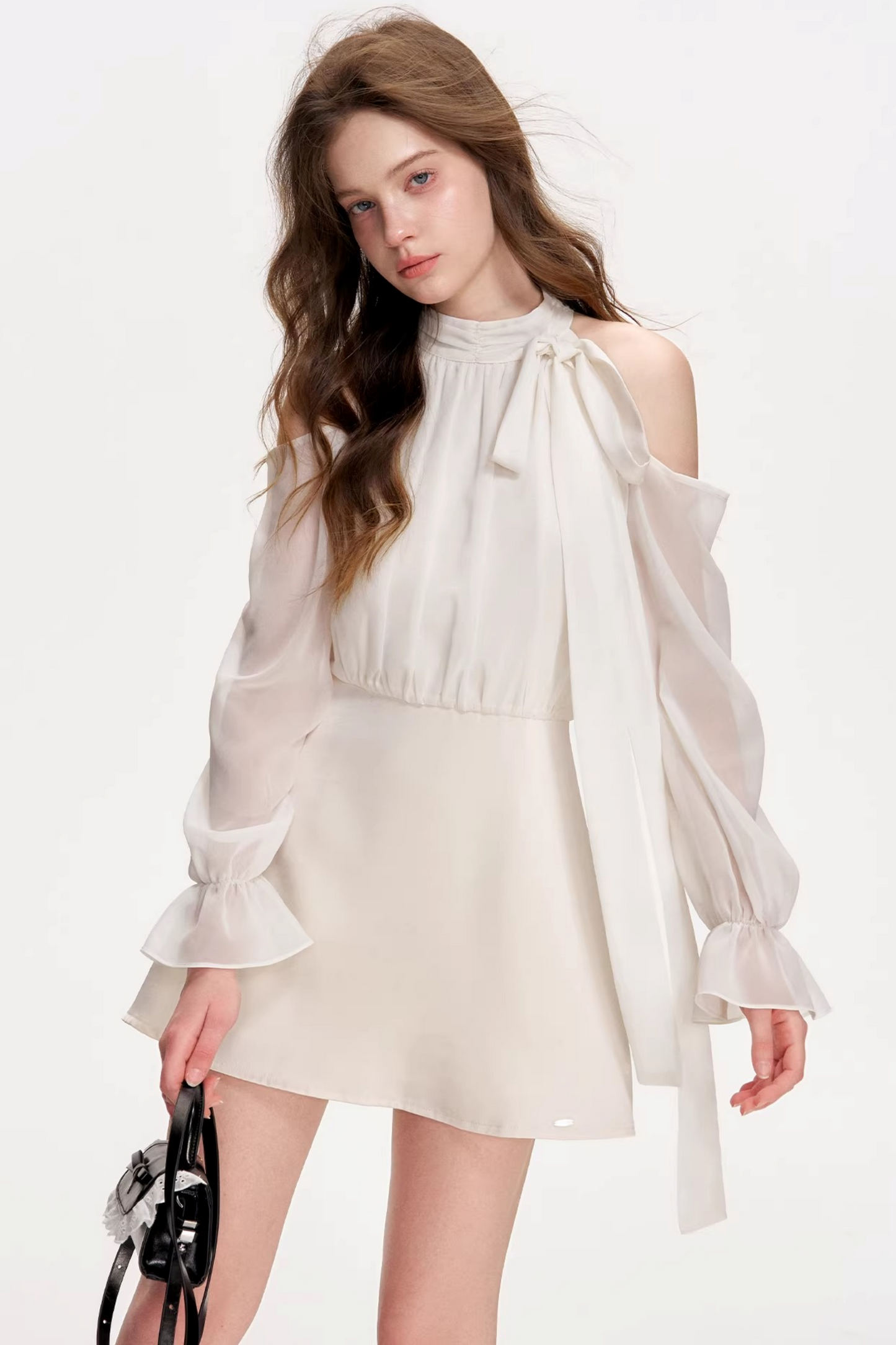 Satin Off-Shoulder A-Line Dress
