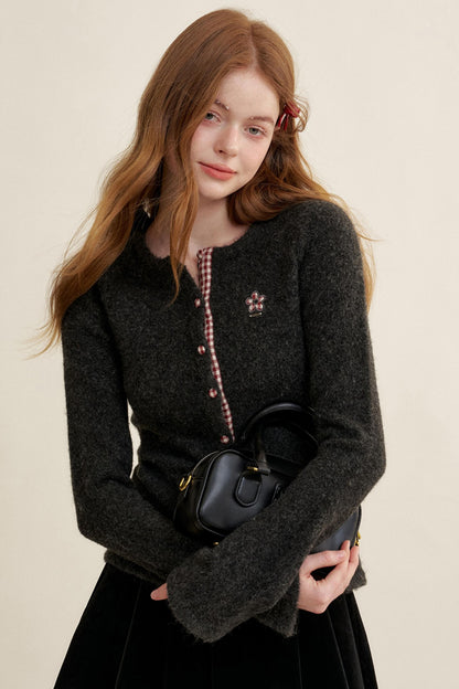 Vintage Checkered Cardigan