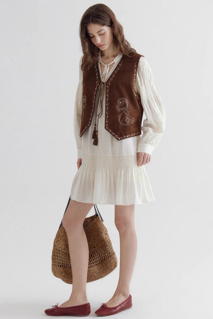 Color-Block Suede Vest
