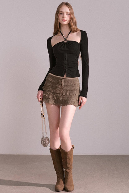 Slim Pleated Halterneck Top