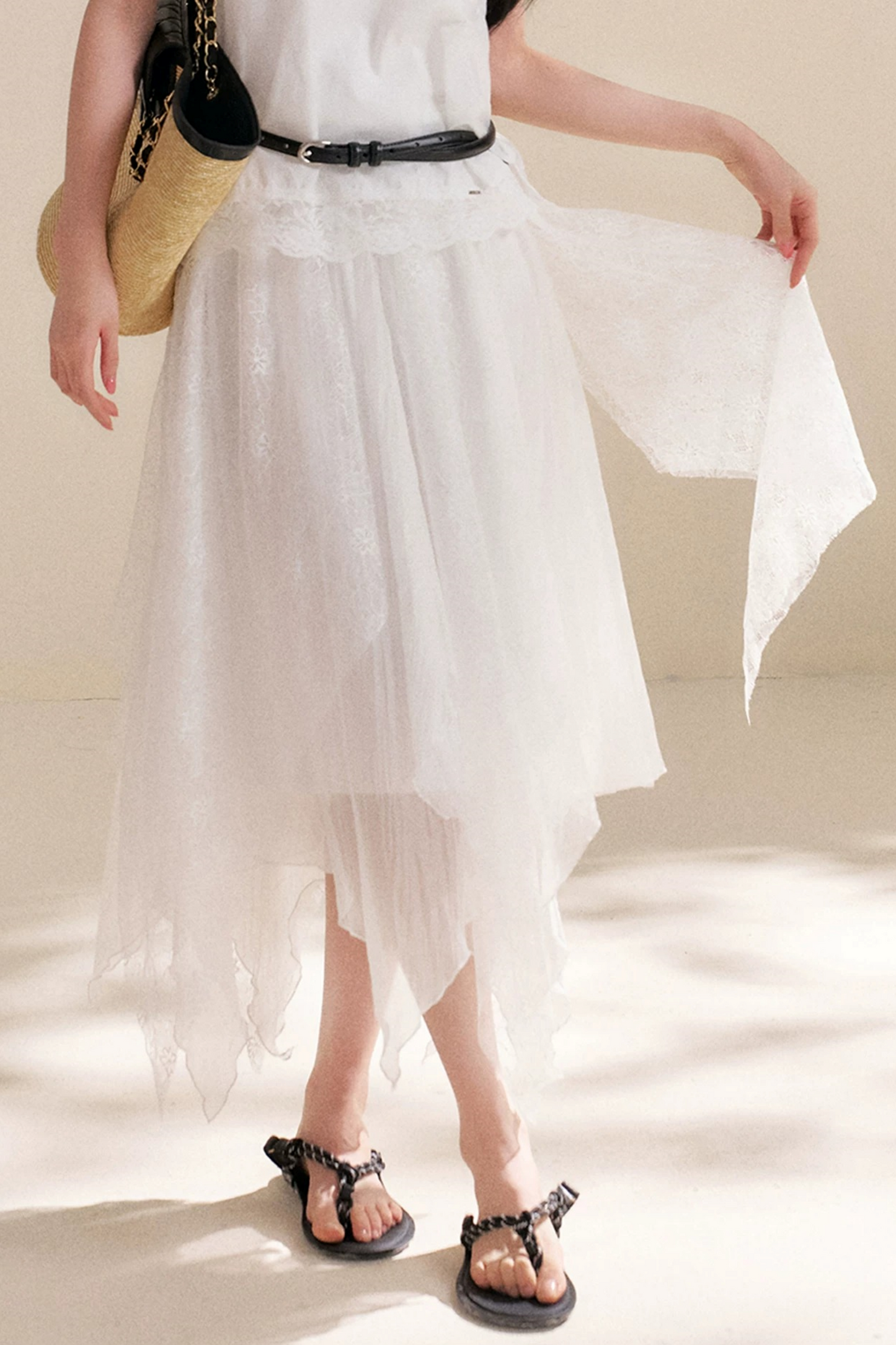 Romantic Asymmetrical Lace Skirt