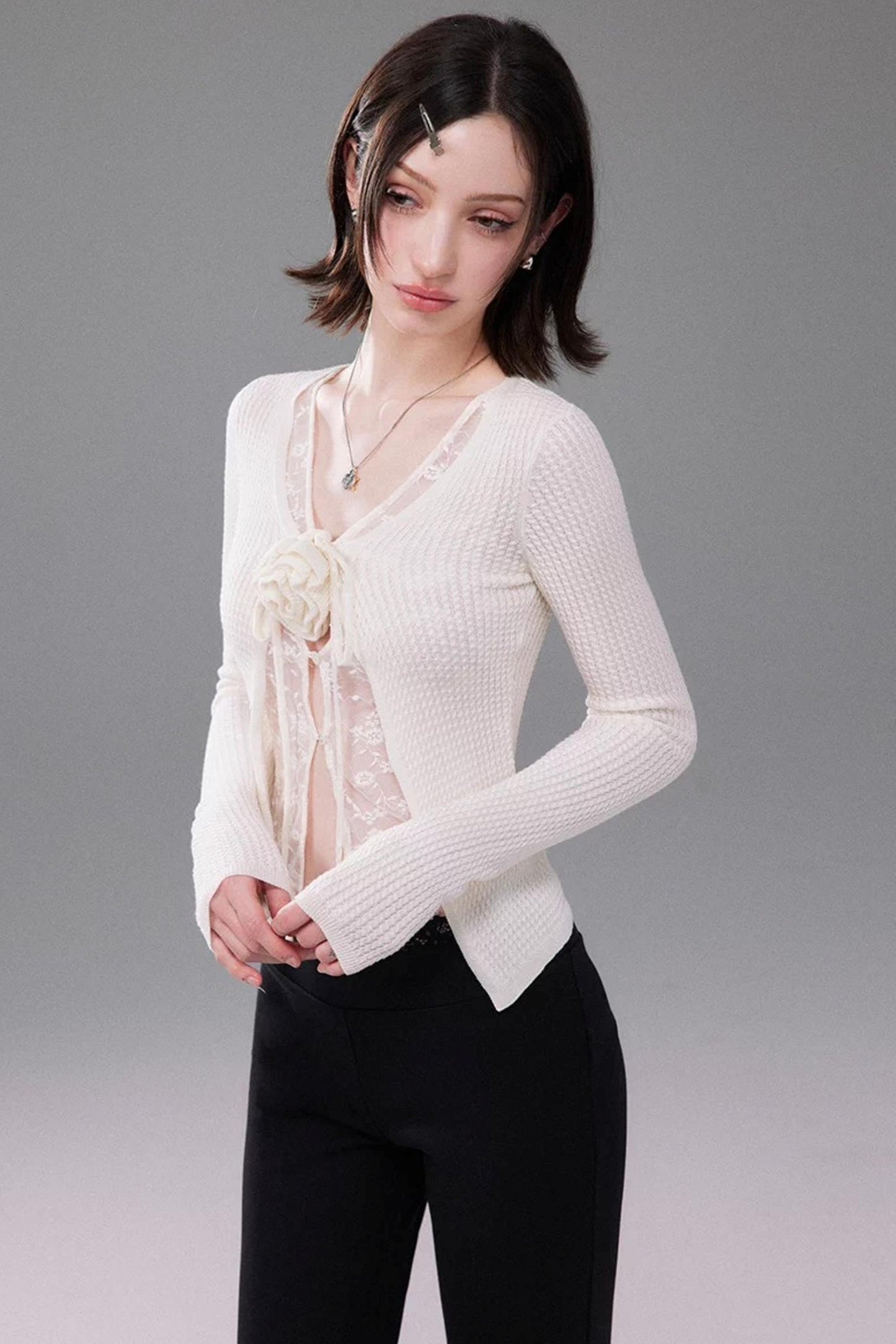 Lace Knit Two-Piece Top