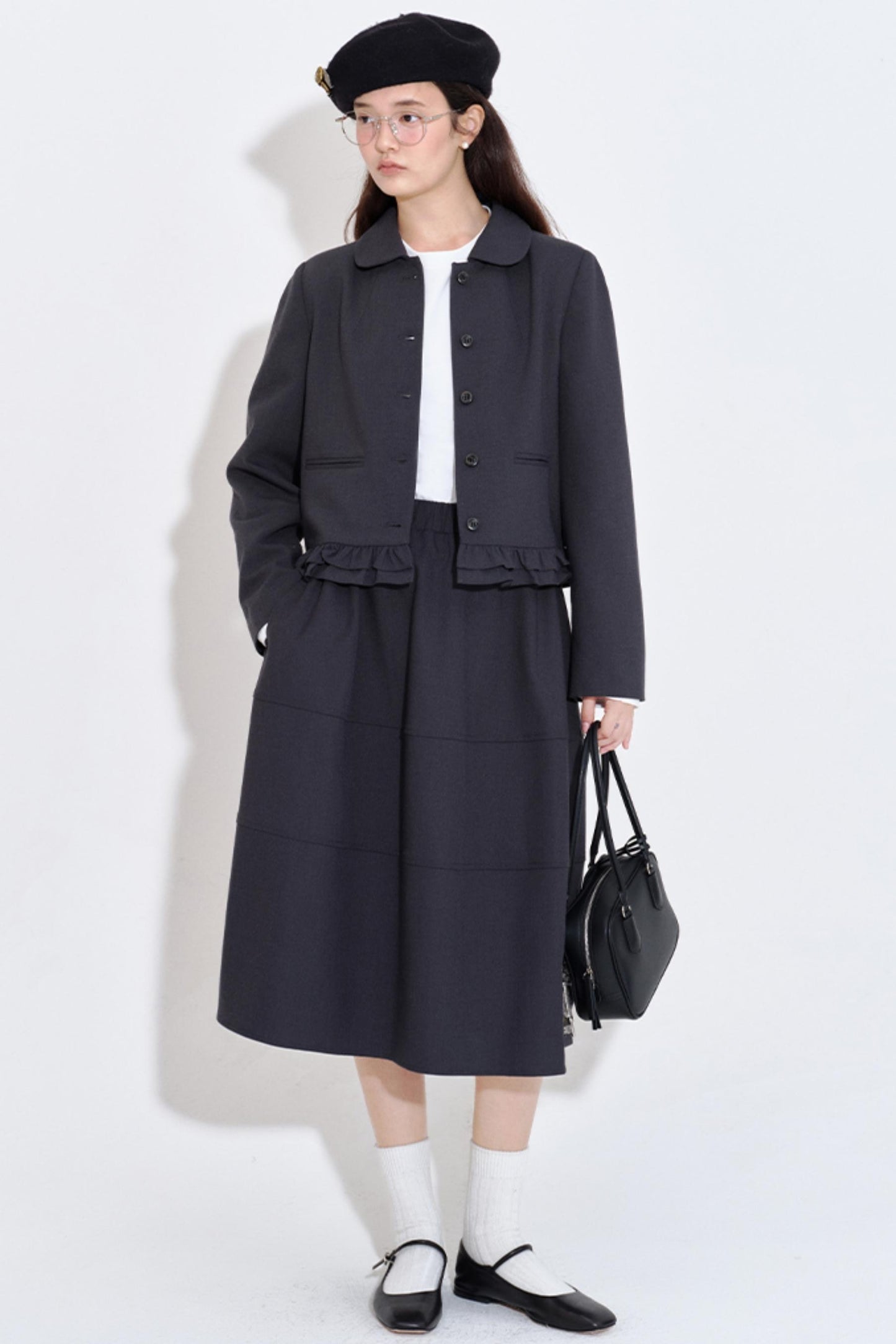 Versatile Airy Silhouette Elastic Waist Skirt