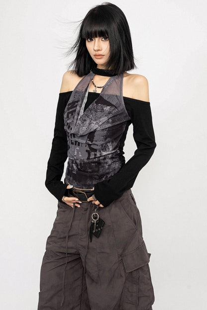 Vintage Swing Collar Long Sleeve Top