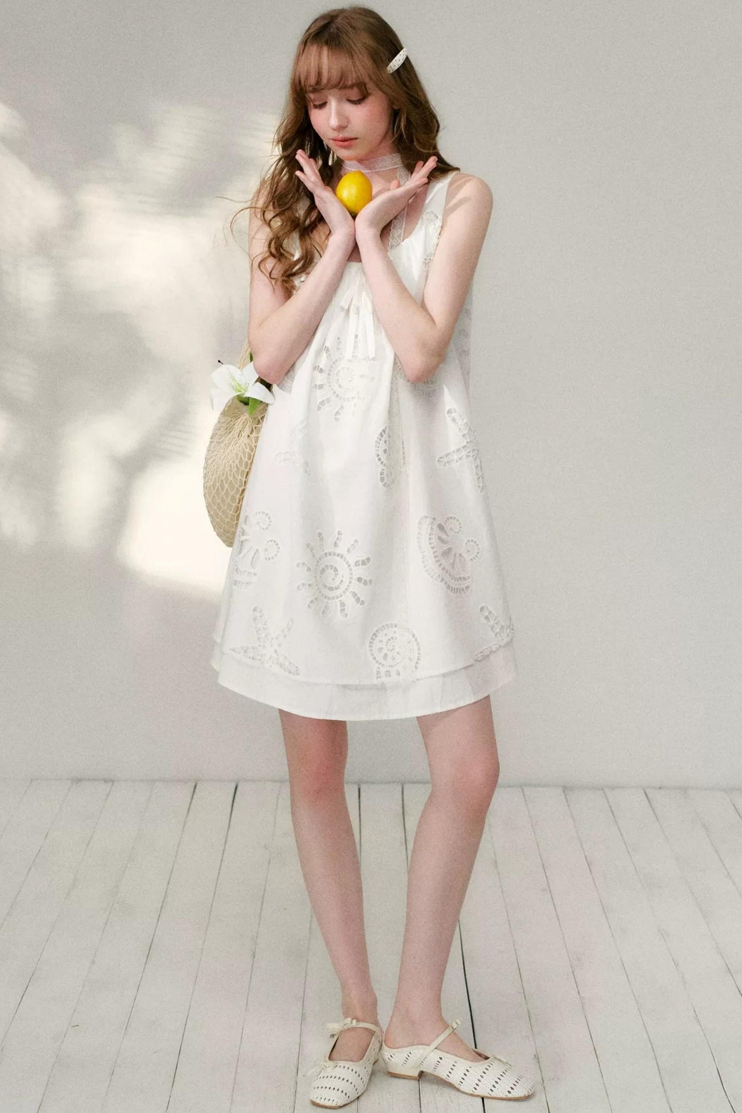 White Hollow A-Line Dress