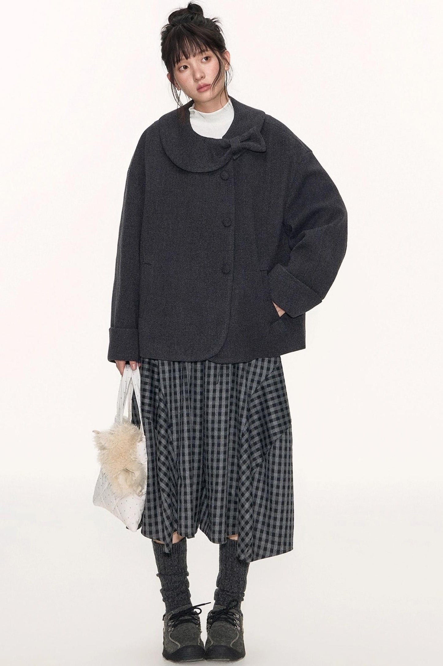 Round Lapel Woolen Coat