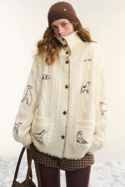 First Snow Embroidered Knit Jacket