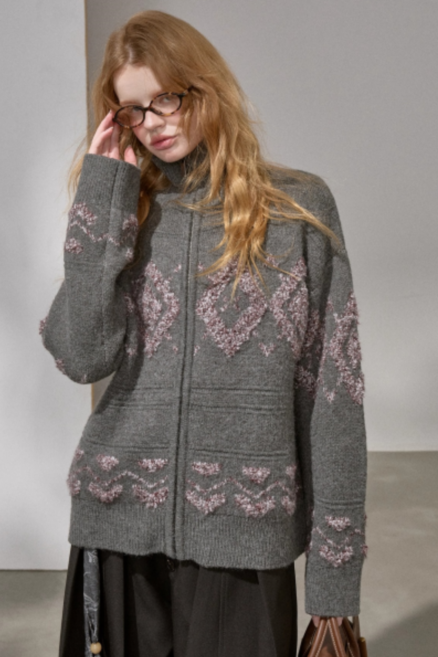 Diamond Pattern Knitted Cardigan