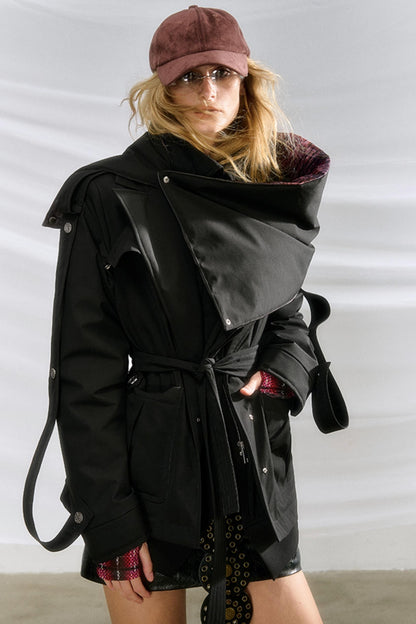 Water-Repellent Padded Short Trench Coat