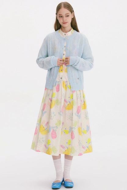 Cloud-Like Small Flower Cardigan