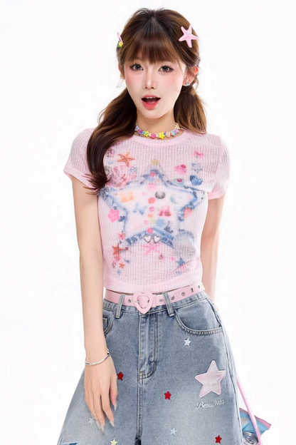 Graffiti Painted Slim Fit Top