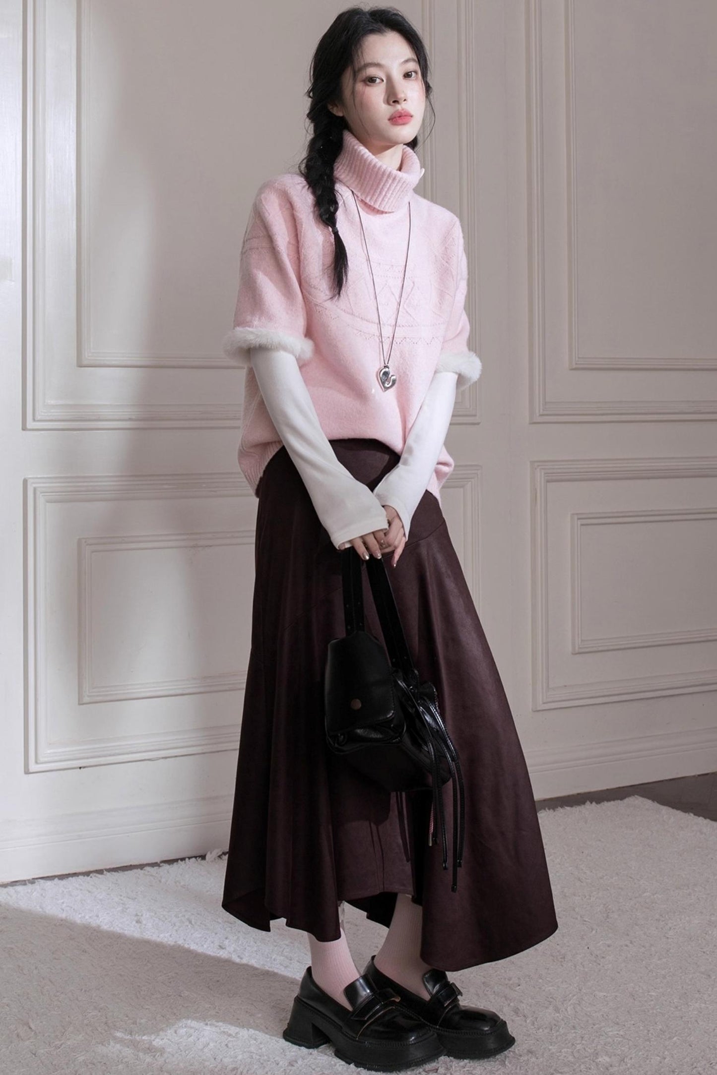 Ancient Drama Velvet Bat Sleeve Knitted Sweater Set