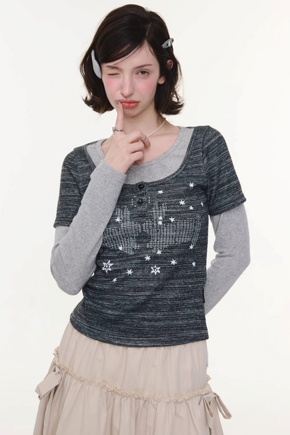 Starry Night Retro Top