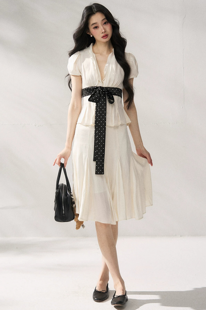 Tie Waist V-Neck Top