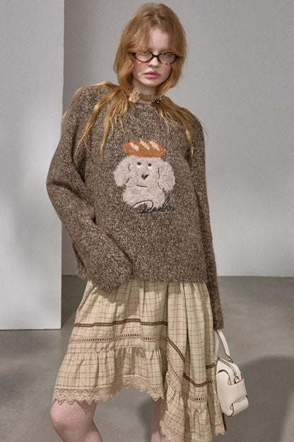 Bread Dog Round Neck Sweater