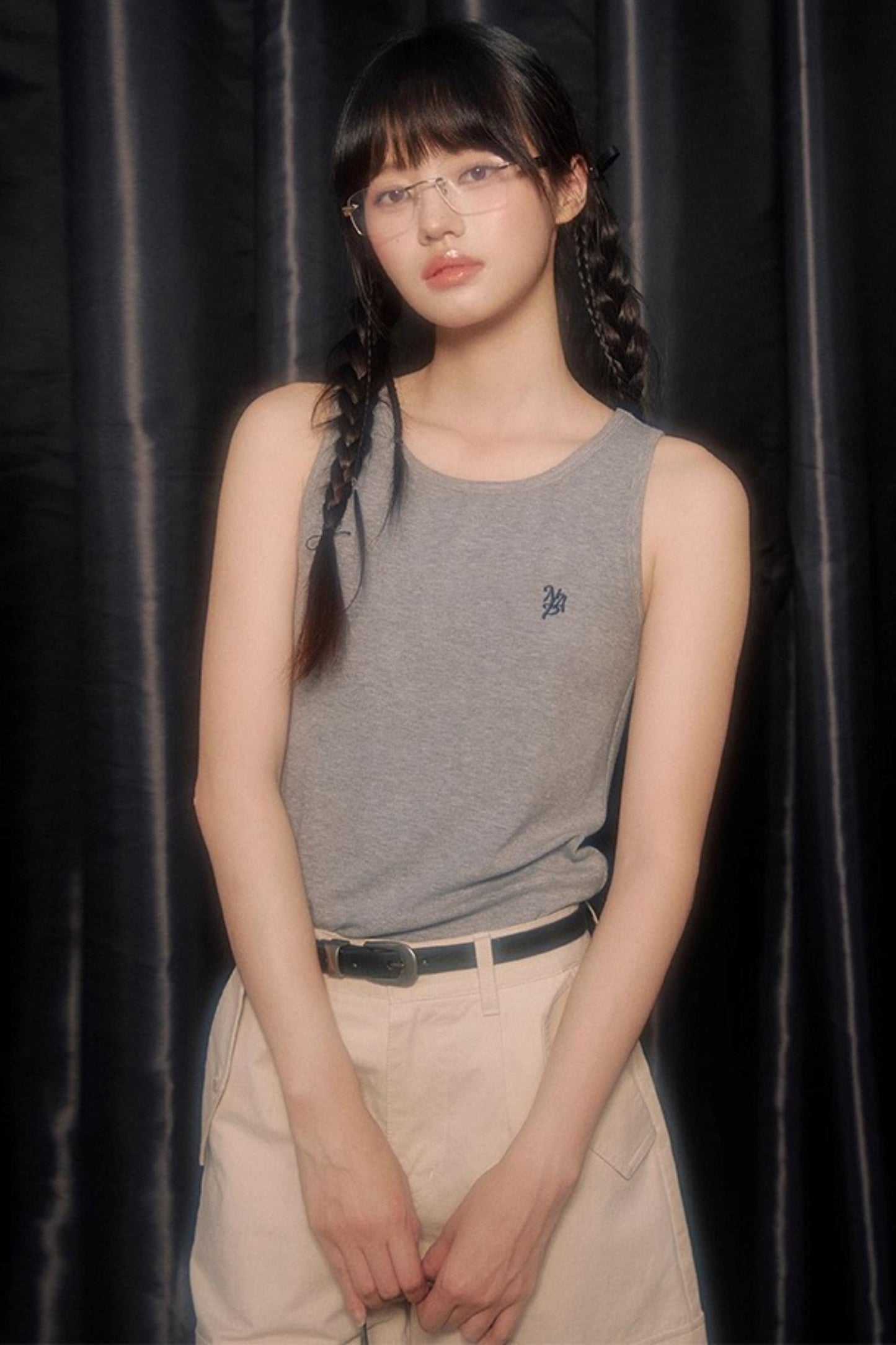 Open Front Long-Sleeved T-shirt & Vest Set-Up