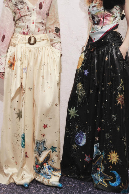 Pleated Sky Wide-Leg Pants