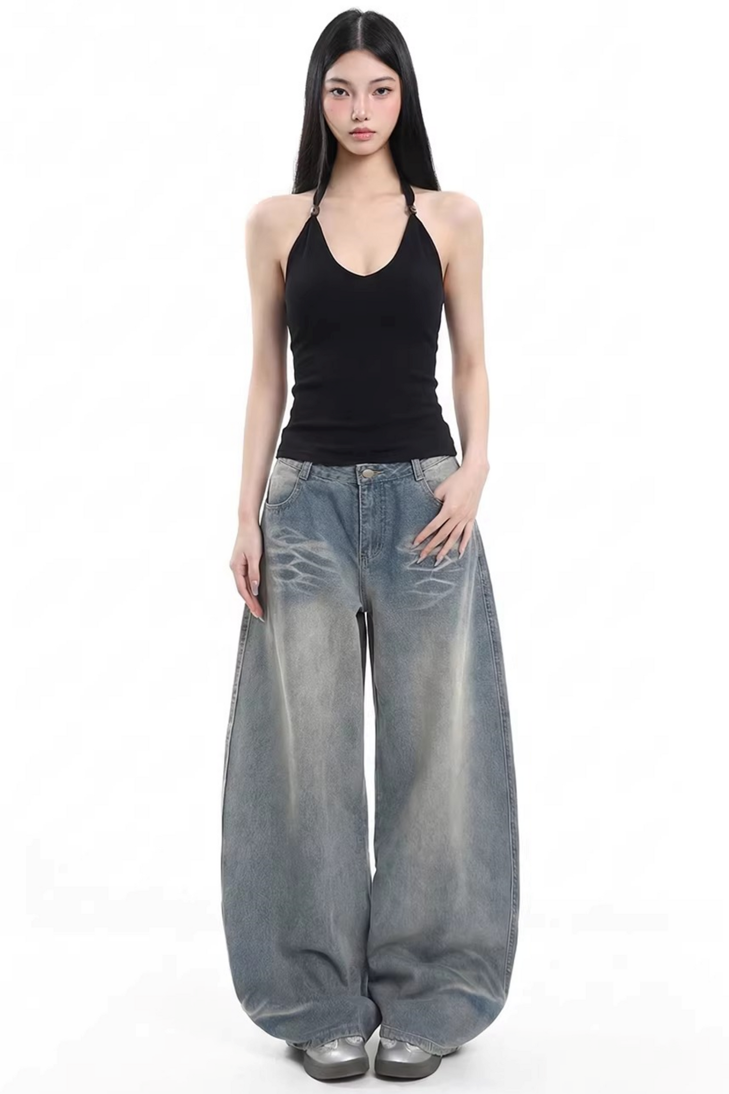 Vintage Schwarzes Neckholder-Oberteil