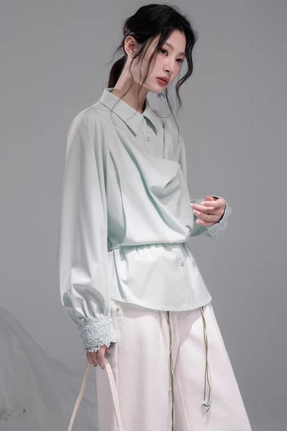 Optische Täuschung Drapiertkragen-Hemd