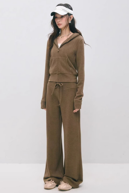 Cloud-Velvet Hooded Sweatshirt Set