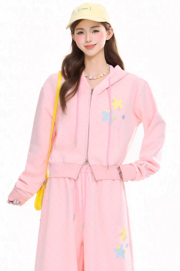 Energetic Printed Zip-Up Jacket Set-Up