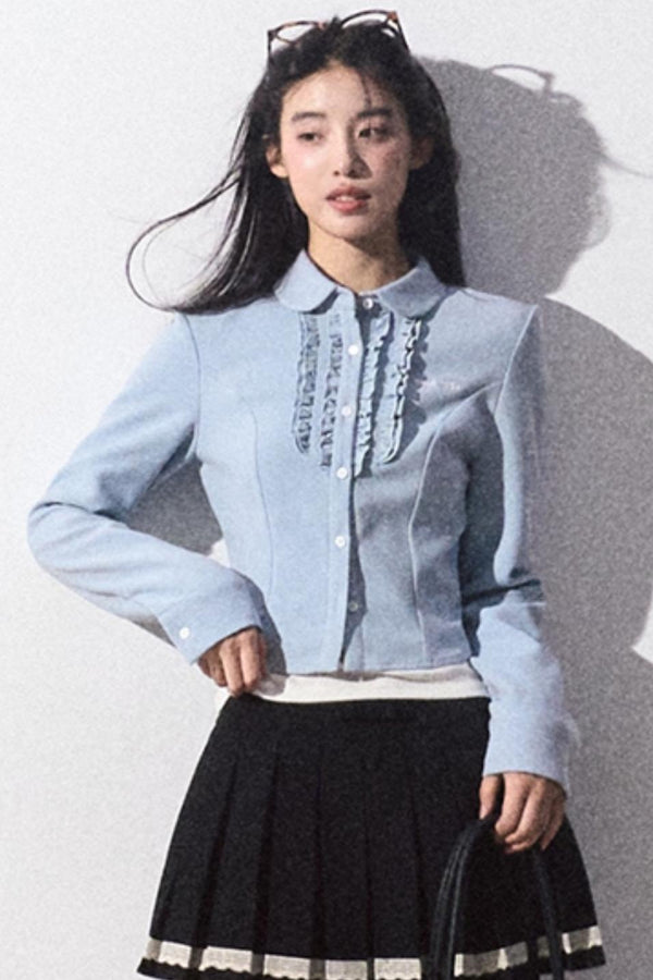 패셔너블한 베이비 블루 카디건 