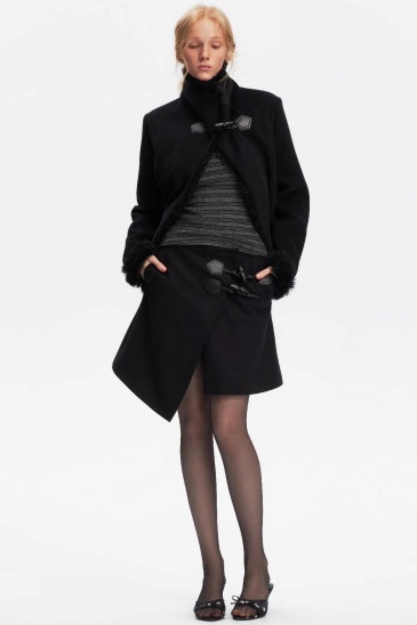 Irregular Toggle Button Skirt