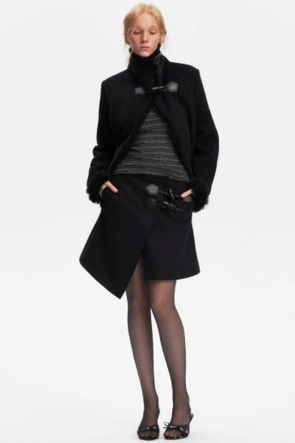 Irregular Toggle Button Skirt