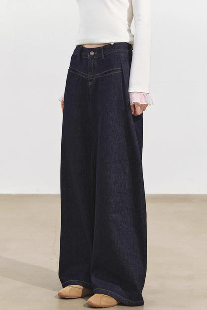 Denim Pleated Pants
