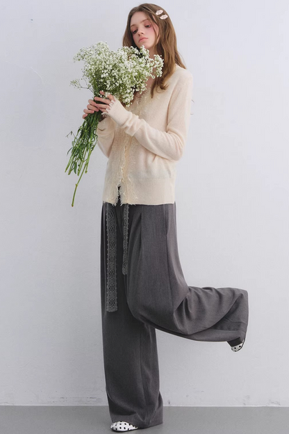 Crochet Pleated Suit Pants