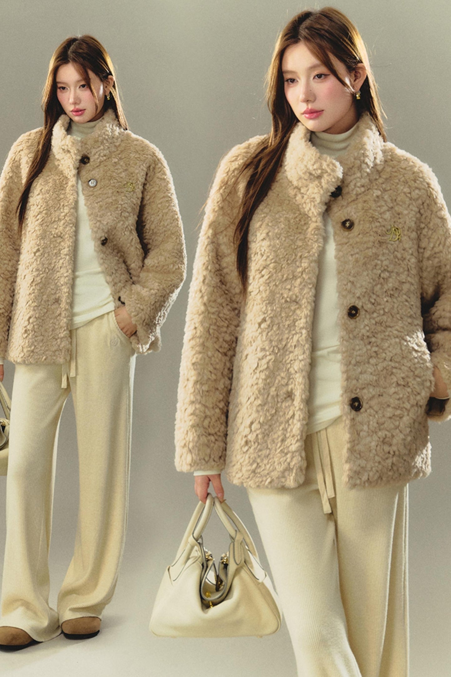 Collared Shearling Lambswool Jacket