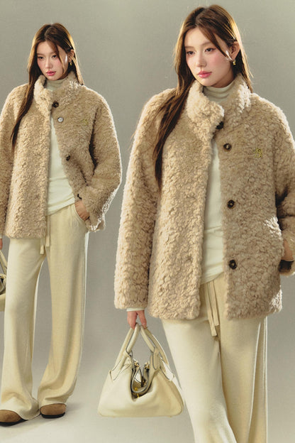 Collared Shearling Lambswool Jacket