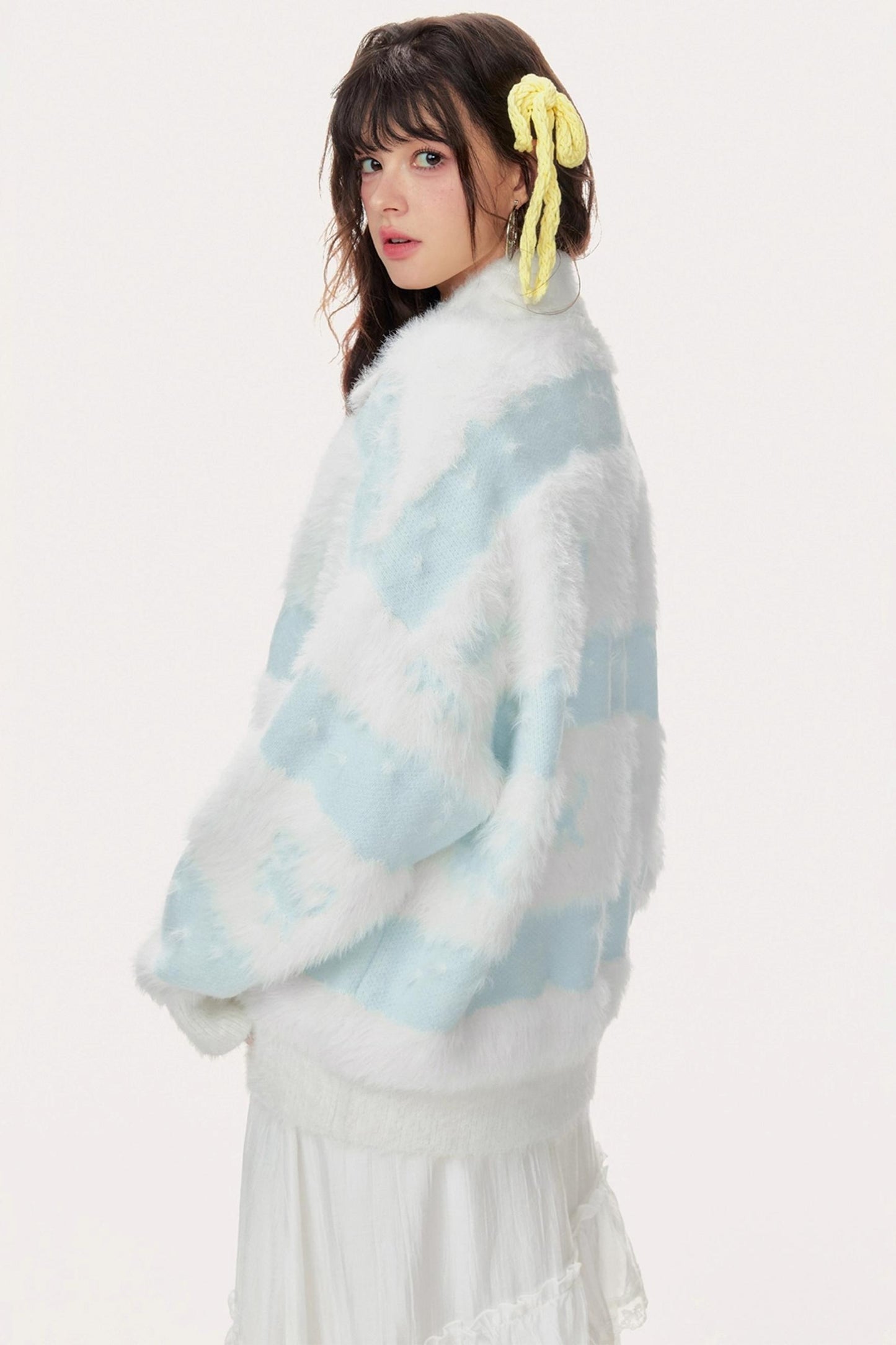 Soft Light Blue Knit Jacket