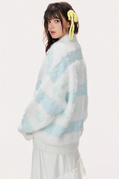 Soft Light Blue Knit Jacket