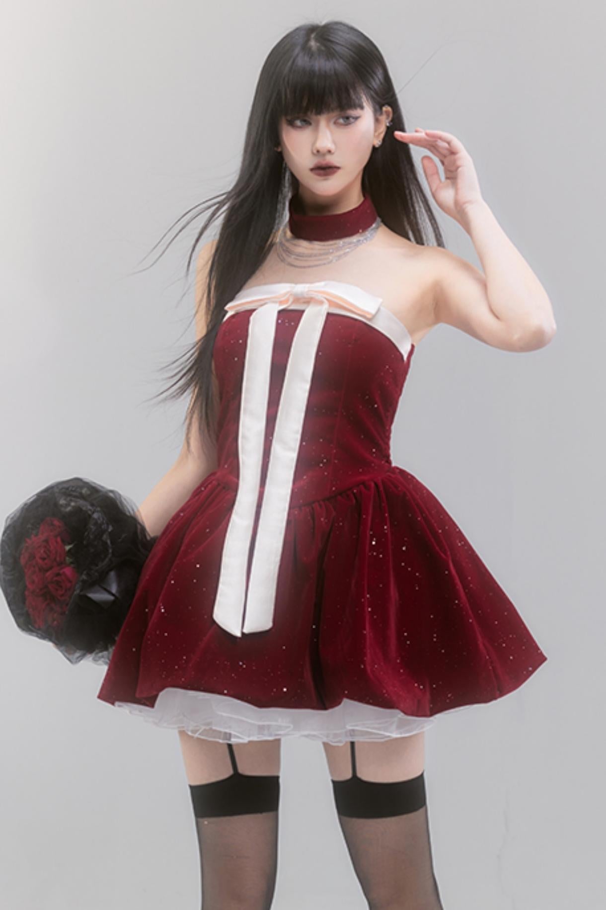 Festive Red Sweet Style Dress