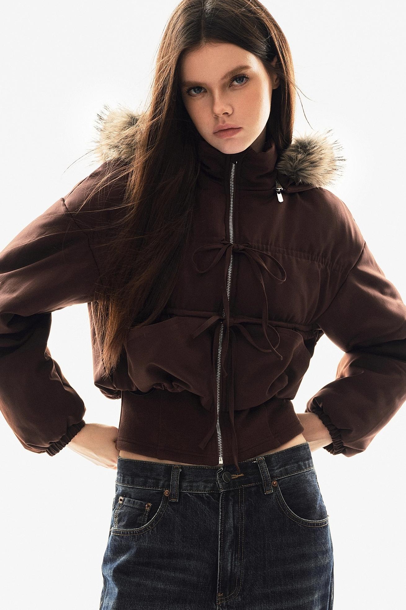 Fur Collar Cropped Cotton Jacket