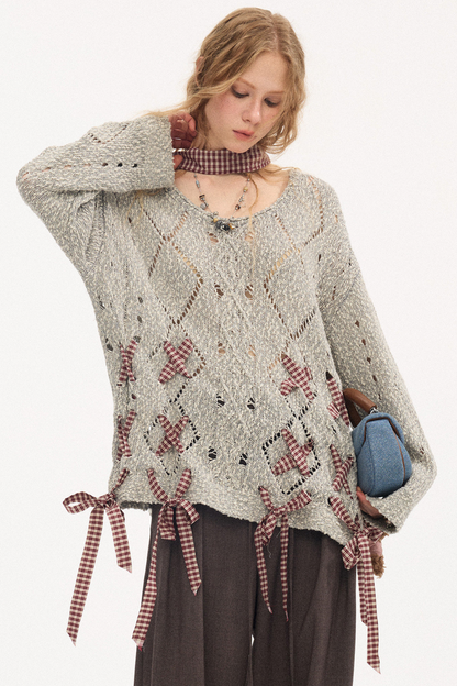 Strappy Quilted Hollow Sweater