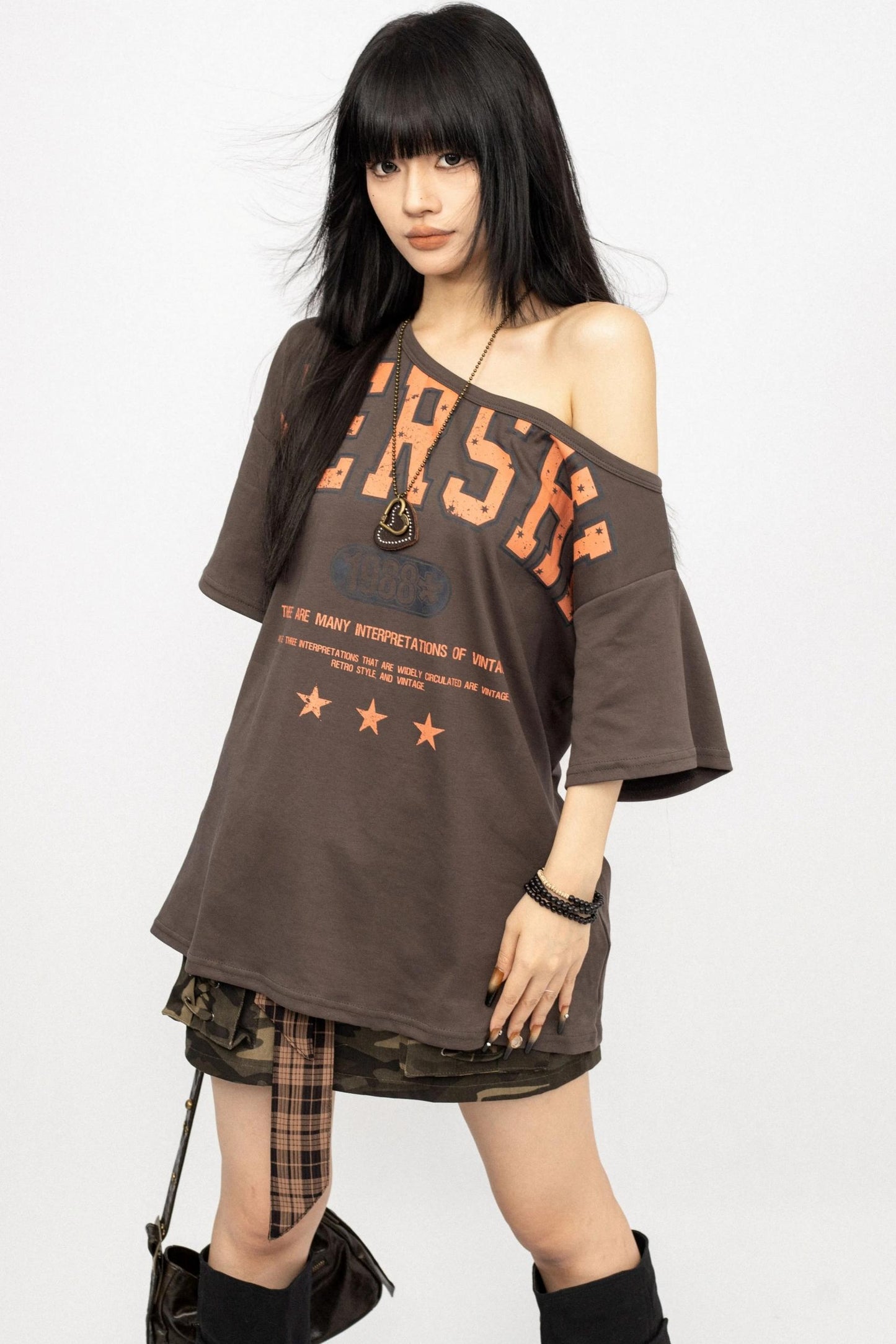 American Babes Alphabet Print Short Sleeve T-Shirt