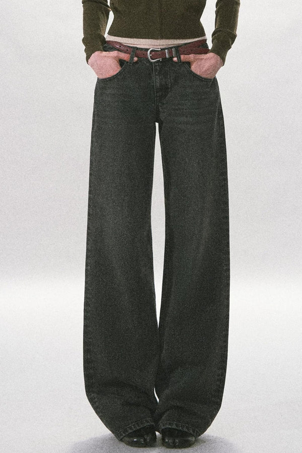 Vintage Washed Straight-Leg Denim Pants