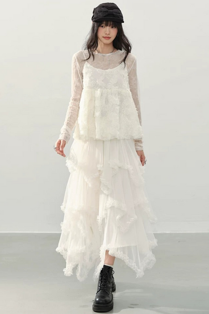 White Flower Lace Top