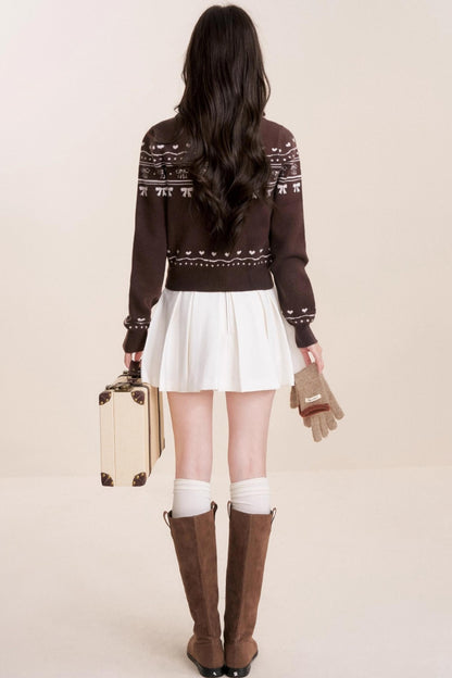 Pure Hand-Painted Jacquard Crew Neck Sweater