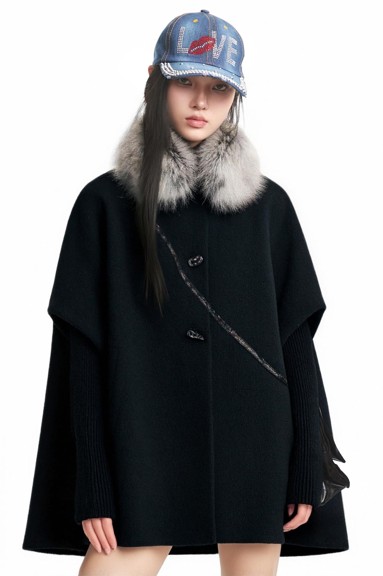 Black Reversible Vintage Warm Short Coat