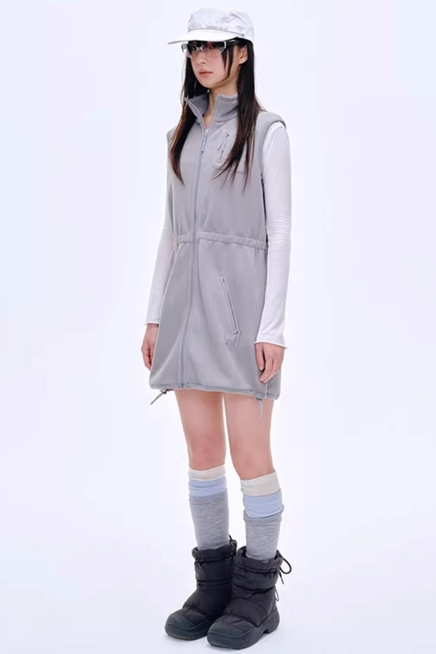 기모 안감 허리 조임 조끼 셋업