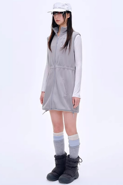 기모 안감 허리 조임 조끼 셋업
