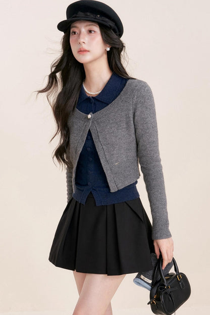 Cashmere Wool Crew Neck Knit Coat